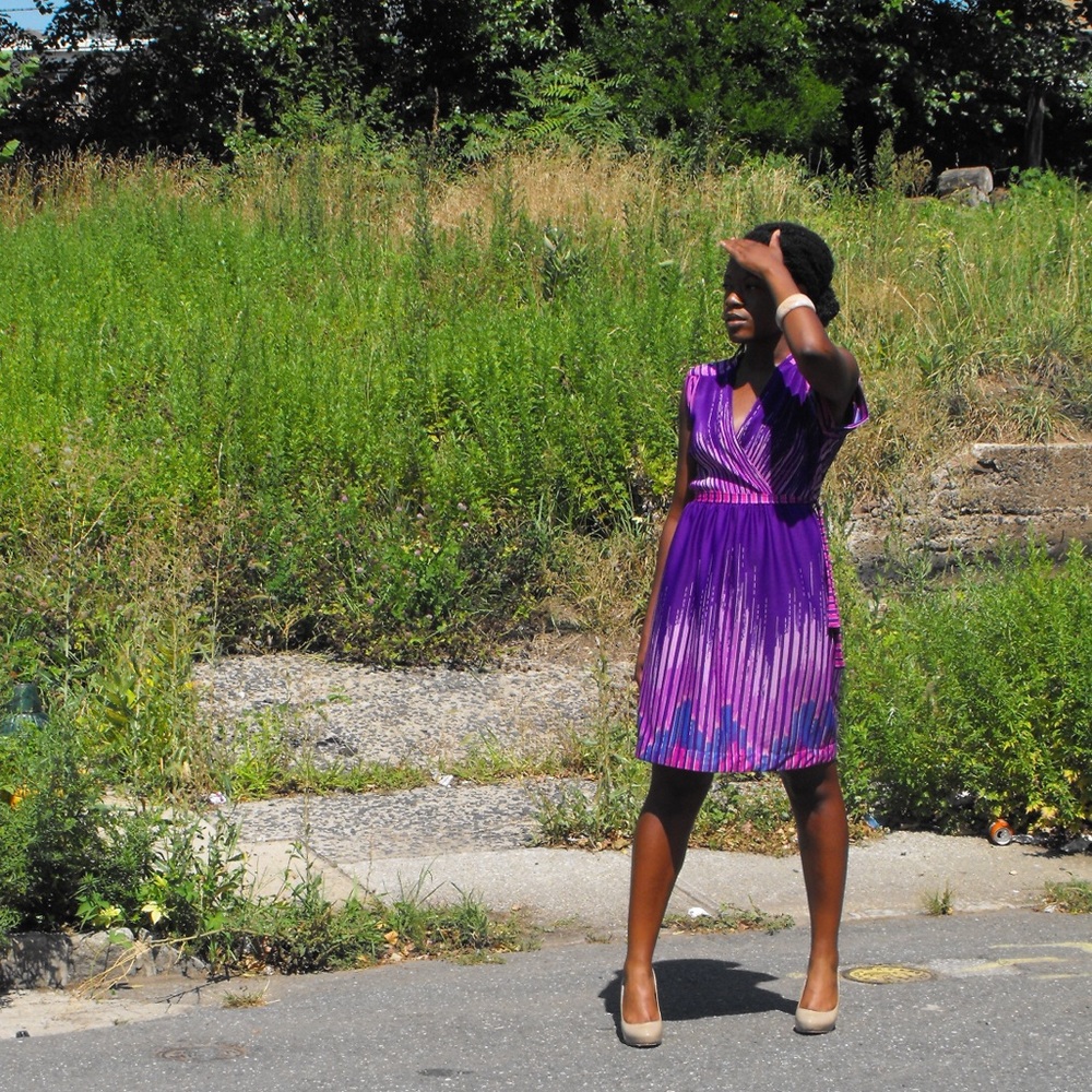 RETRO Purple & Violet Knee Length Party Dress SZ M